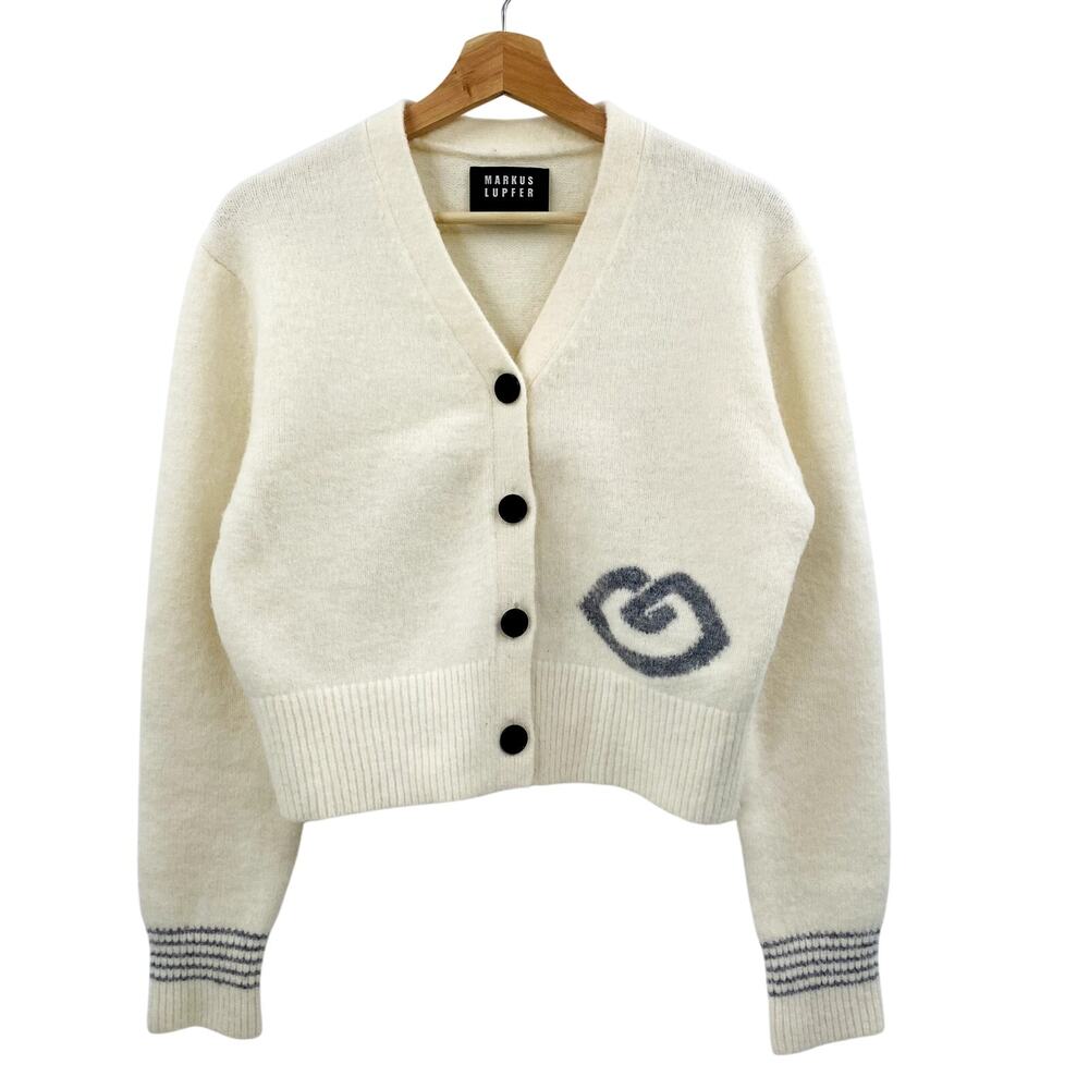 Markus Lupfer M ivory knit Cardigan Sweater